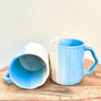 Blue & White Dual-Tone with Textured Handle - Handmade Ceramic Coffee Mug 250 ml