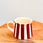 Cream with Maroon Stripes Glossy Hand Painted - Handmade Ceramic Coffee/Tea Mug 200 ml