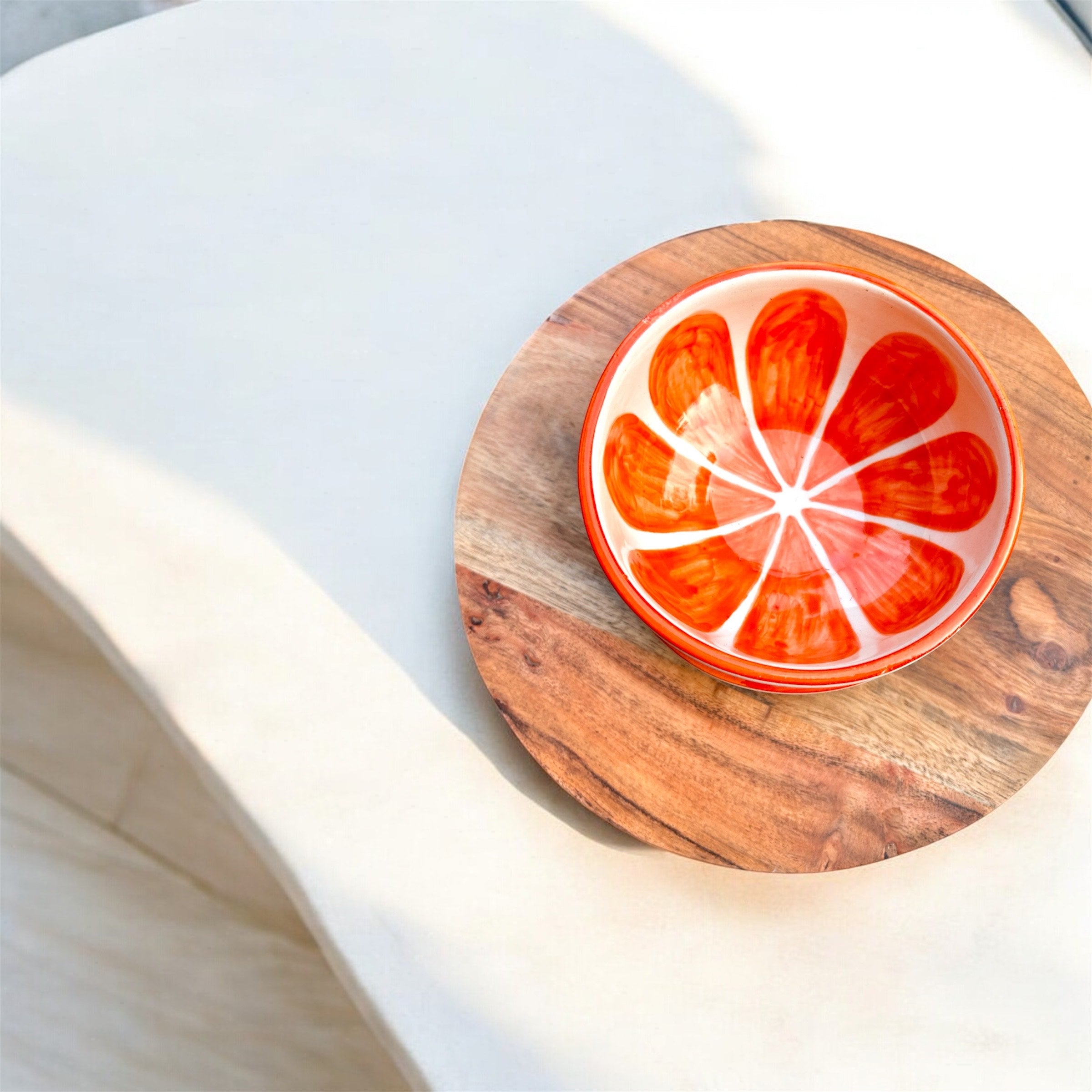 Citrus Bloom Collection – Orange Hand-Painted Ceramic Bowls