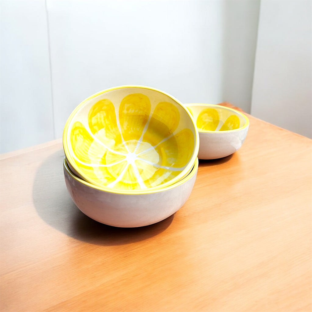 Citrus Bloom Collection – Lime Hand-Painted Ceramic Bowls
