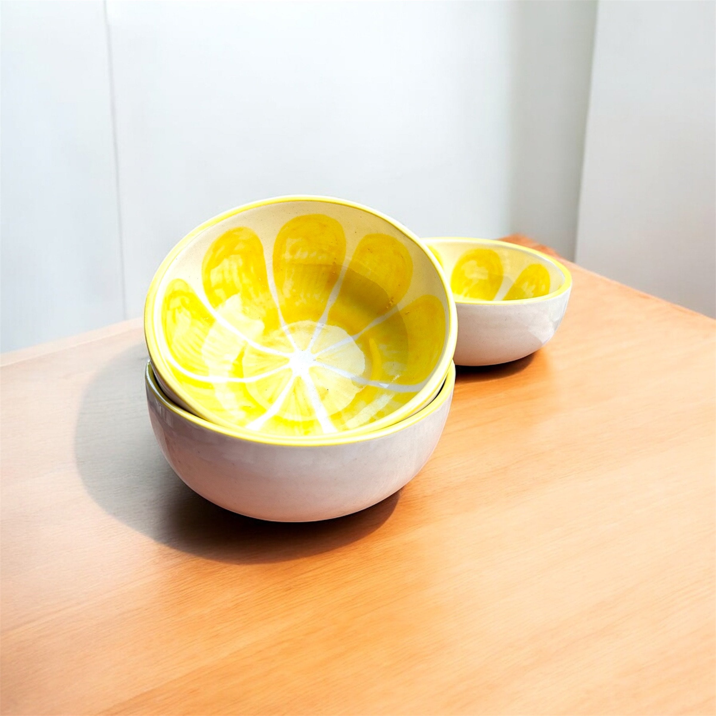 Citrus Bloom Collection – Lime Hand-Painted Ceramic Bowls