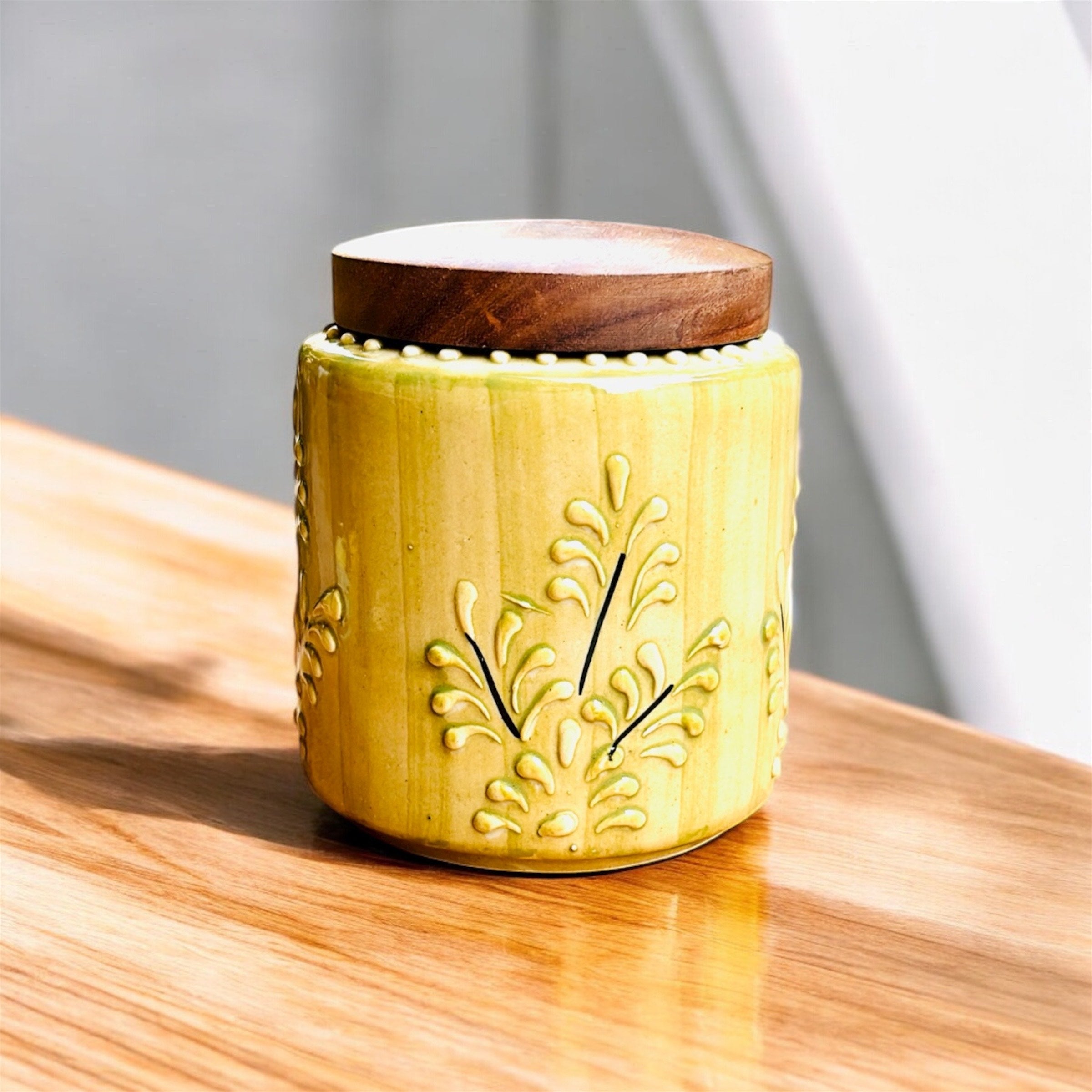 Mustard Bloom Handcrafted Ceramic Jar
