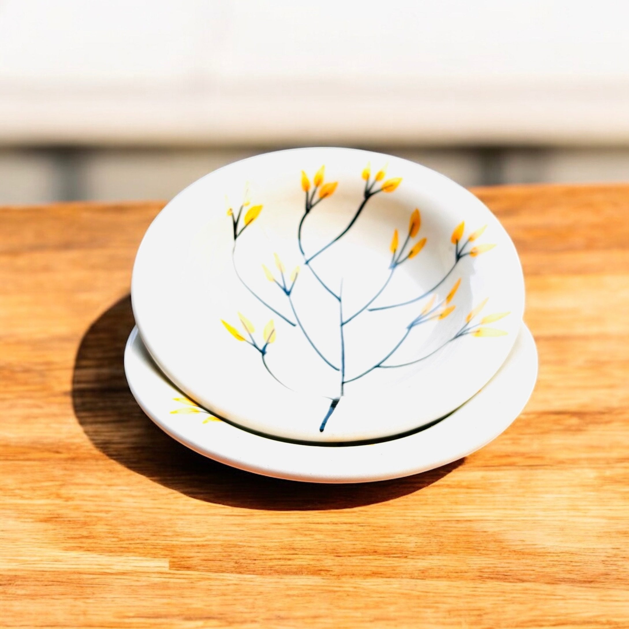 Yellow Branch Ceramic Pasta Plate (1 Pc.)