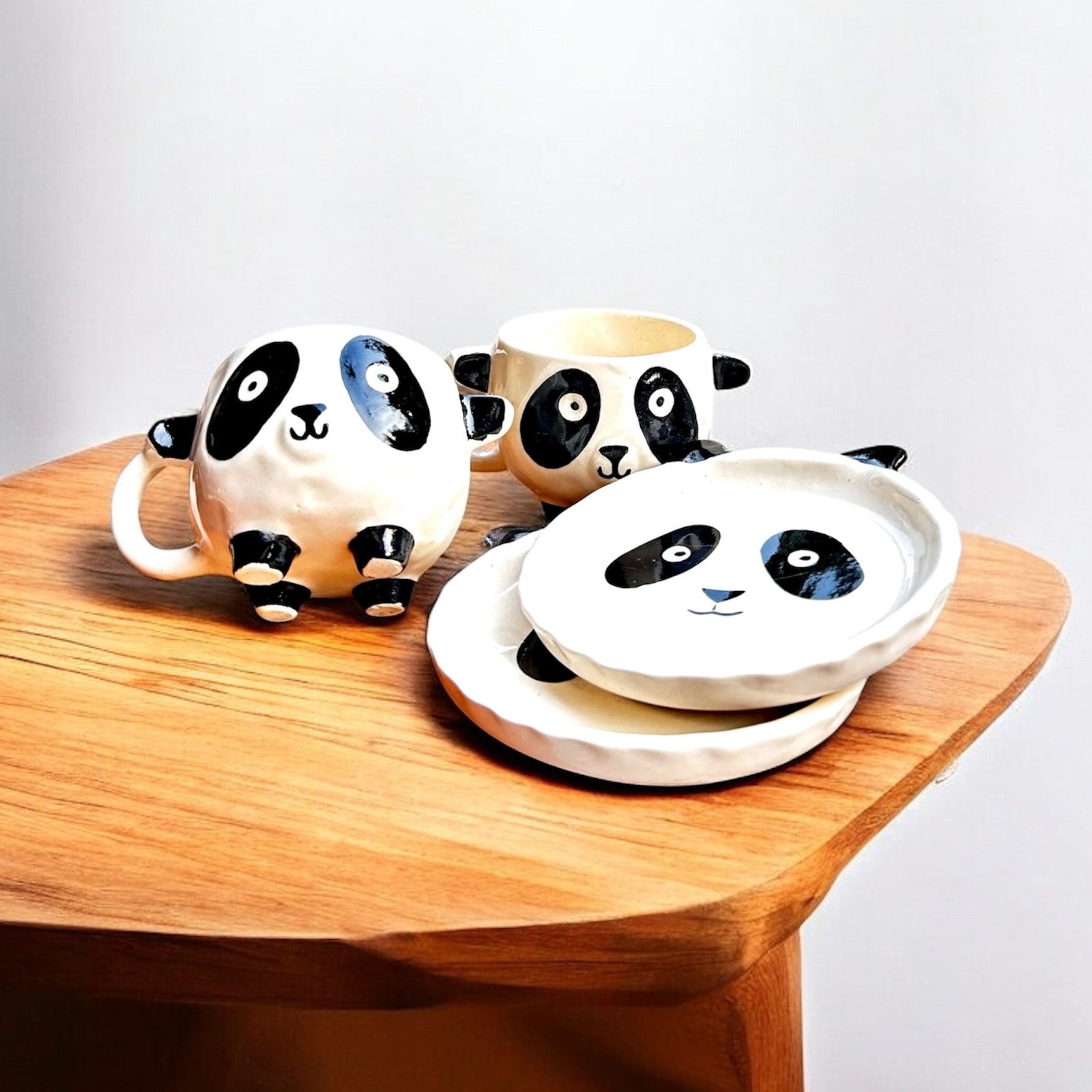 The Clear Clay Panda Ceramic Mug with Saucer set