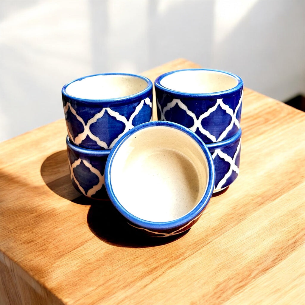 Moroccan Handcrafted Ceramic Chutney & Dip Bowl Set (Set of 4)