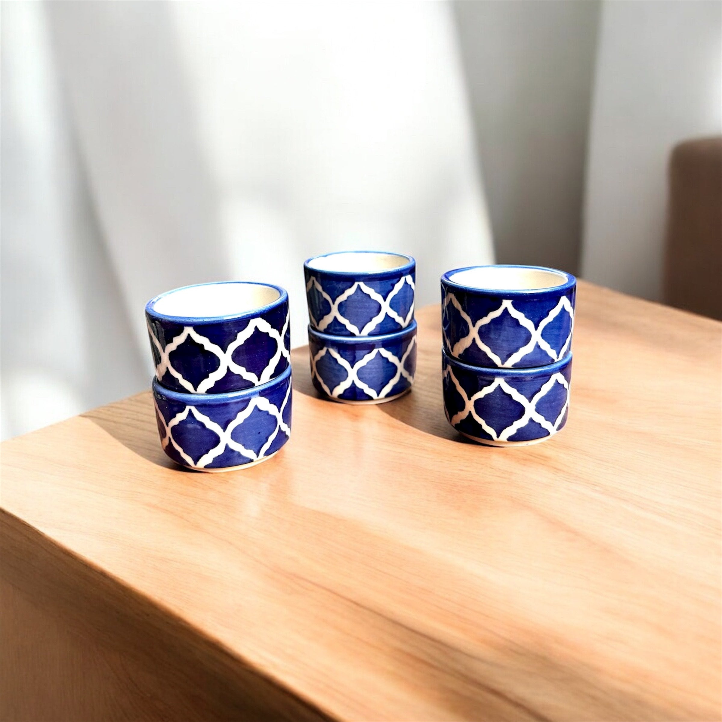 Moroccan Handcrafted Ceramic Chutney & Dip Bowl Set (Set of 2)