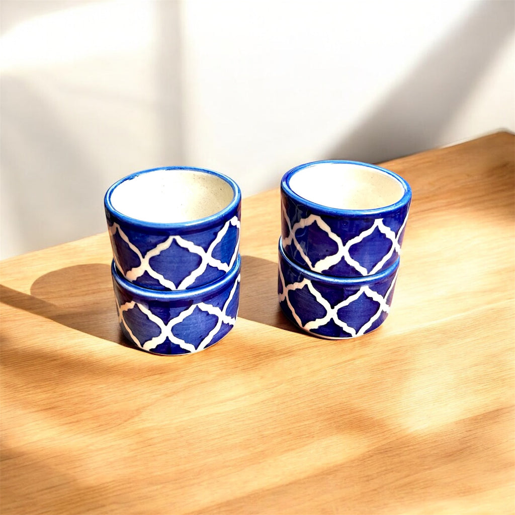 Moroccan Handcrafted Ceramic Chutney & Dip Bowl Set (Set of 4)