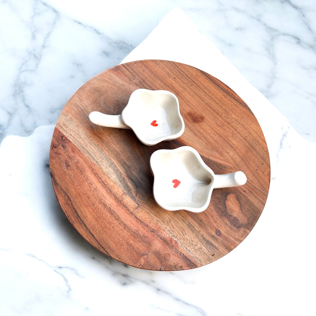 Red Heart Handcrafted Ceramic Chutney & Dip Bowl Set (Set of 2)