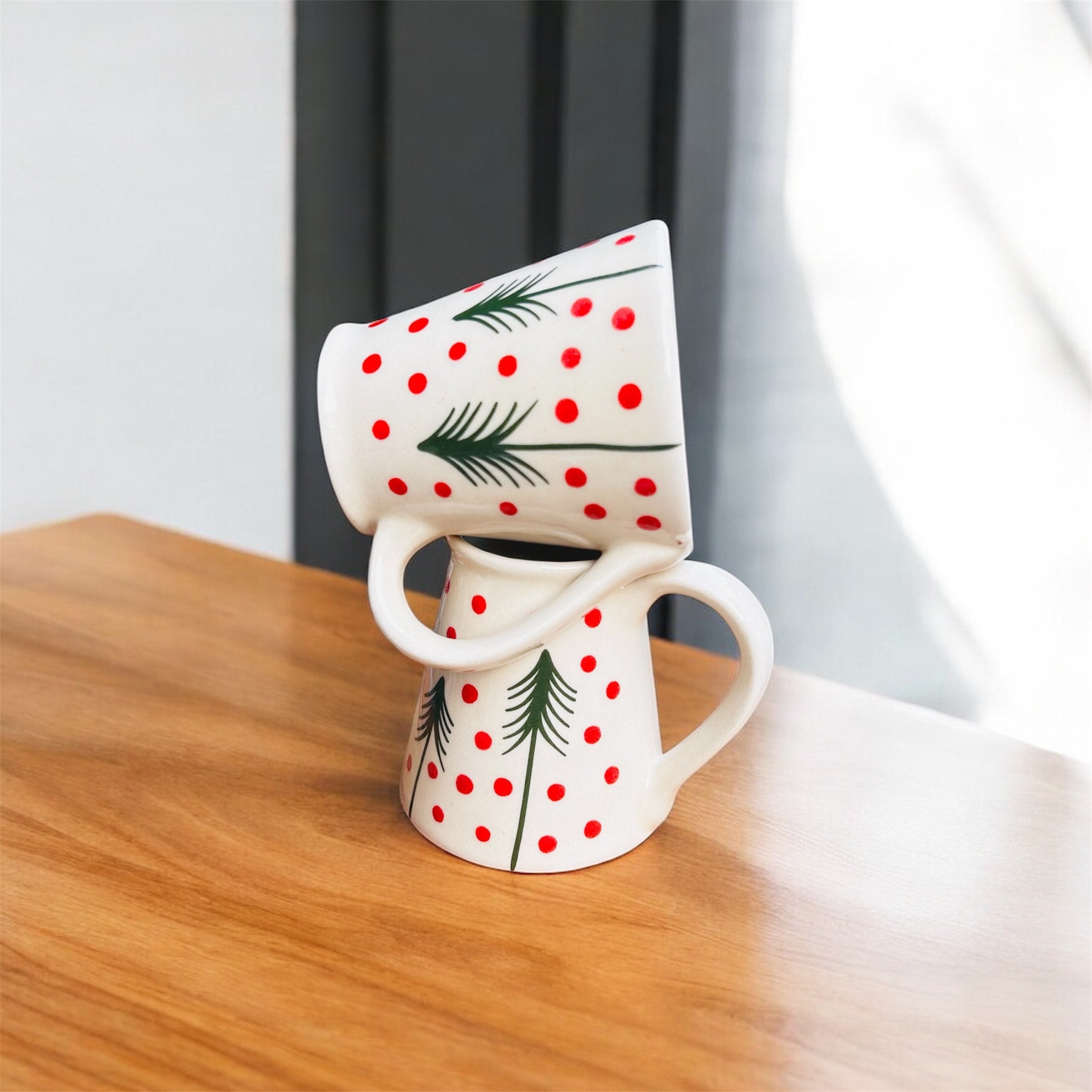 Christmas Cheer Handcrafted Ceramic Mug Set (Set of 2) | 100% Chemical Free, Microwave Safe, Dishwasher Safe