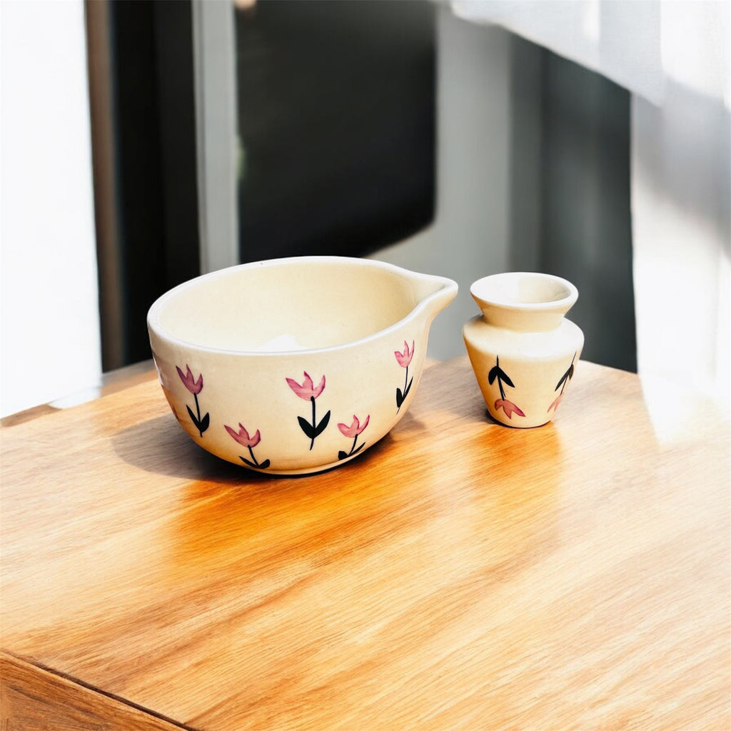 Pink Blossom Handcrafted Ceramic Matcha Set