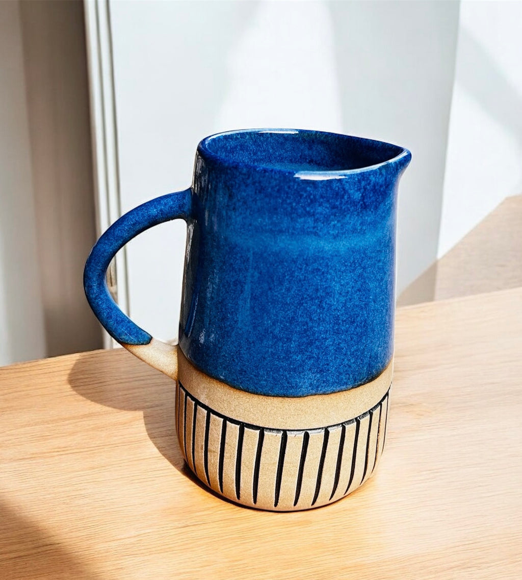 Ocean Dune Handcrafted Stoneware Jug & Cup Set (Set of 3)