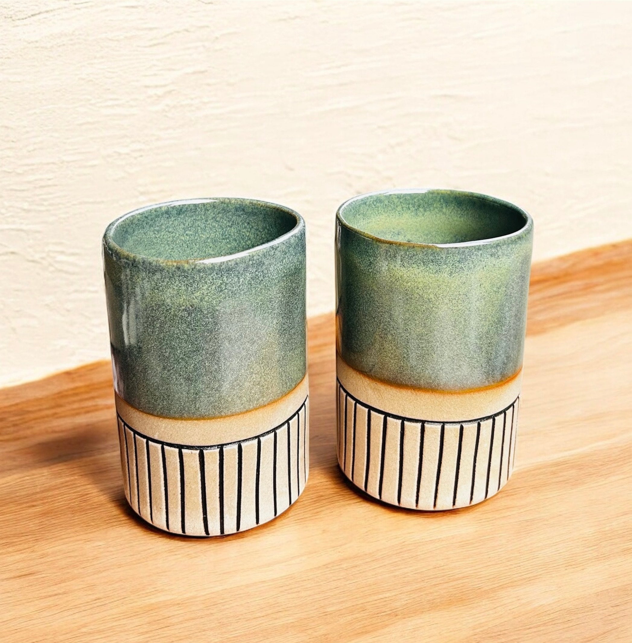 Rustic Meadow Green Ceramic Jug & Glass Set (3 pcs)