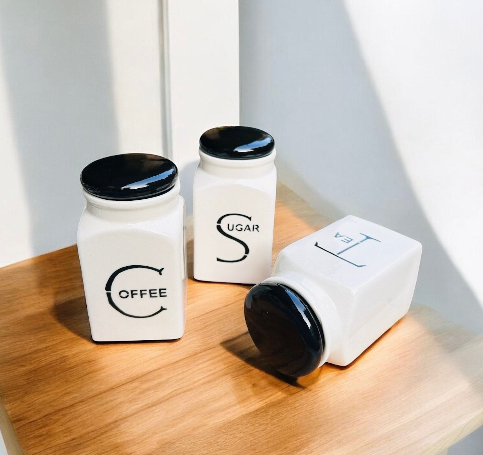 Minimalist CST Ceramic Jar Set (Coffee–Sugar–Tea) 500 ml | 100% Chemical Free, Microwave Safe, Dishwasher Safe