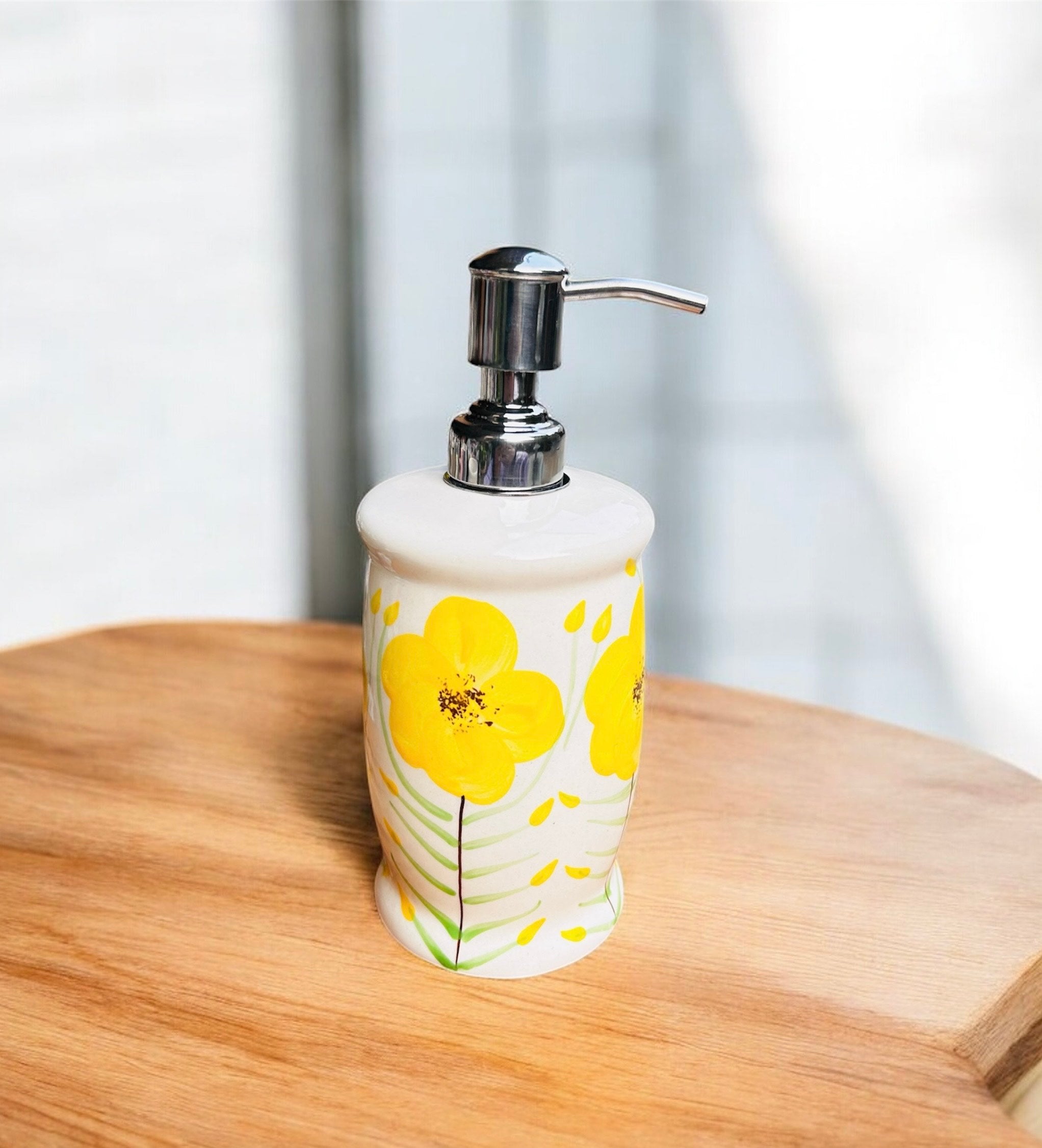 Sunny Bloom Hand-Painted Ceramic Bathroom Set (Set of 3)