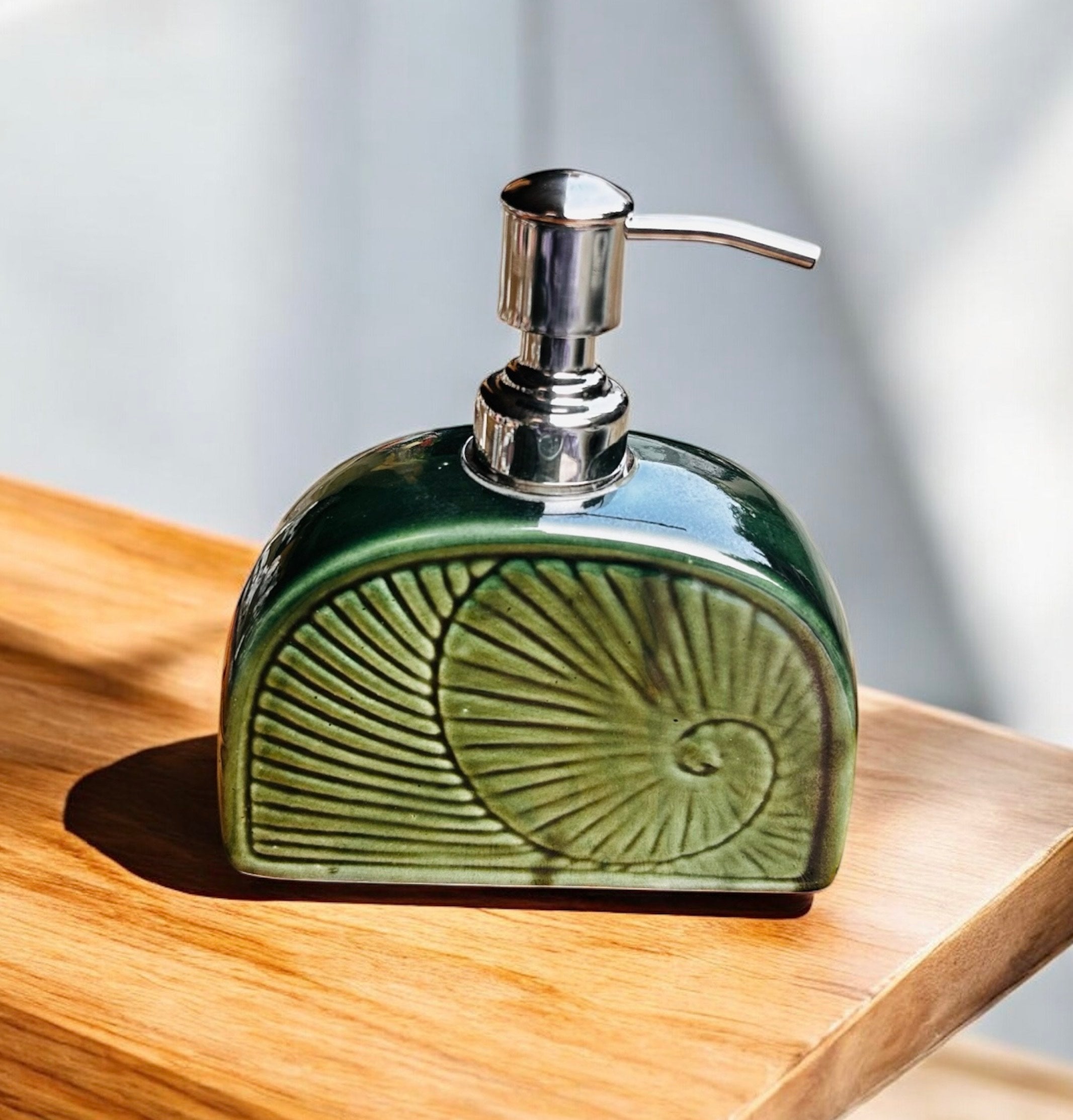 Green Fossil Imprint Ceramic Bathroom Set (Set of 3)