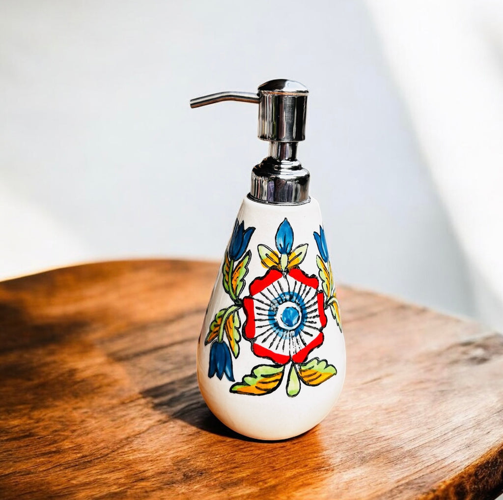 Vintage Bloom Handcrafted Ceramic Bathroom Set (Set of 3)