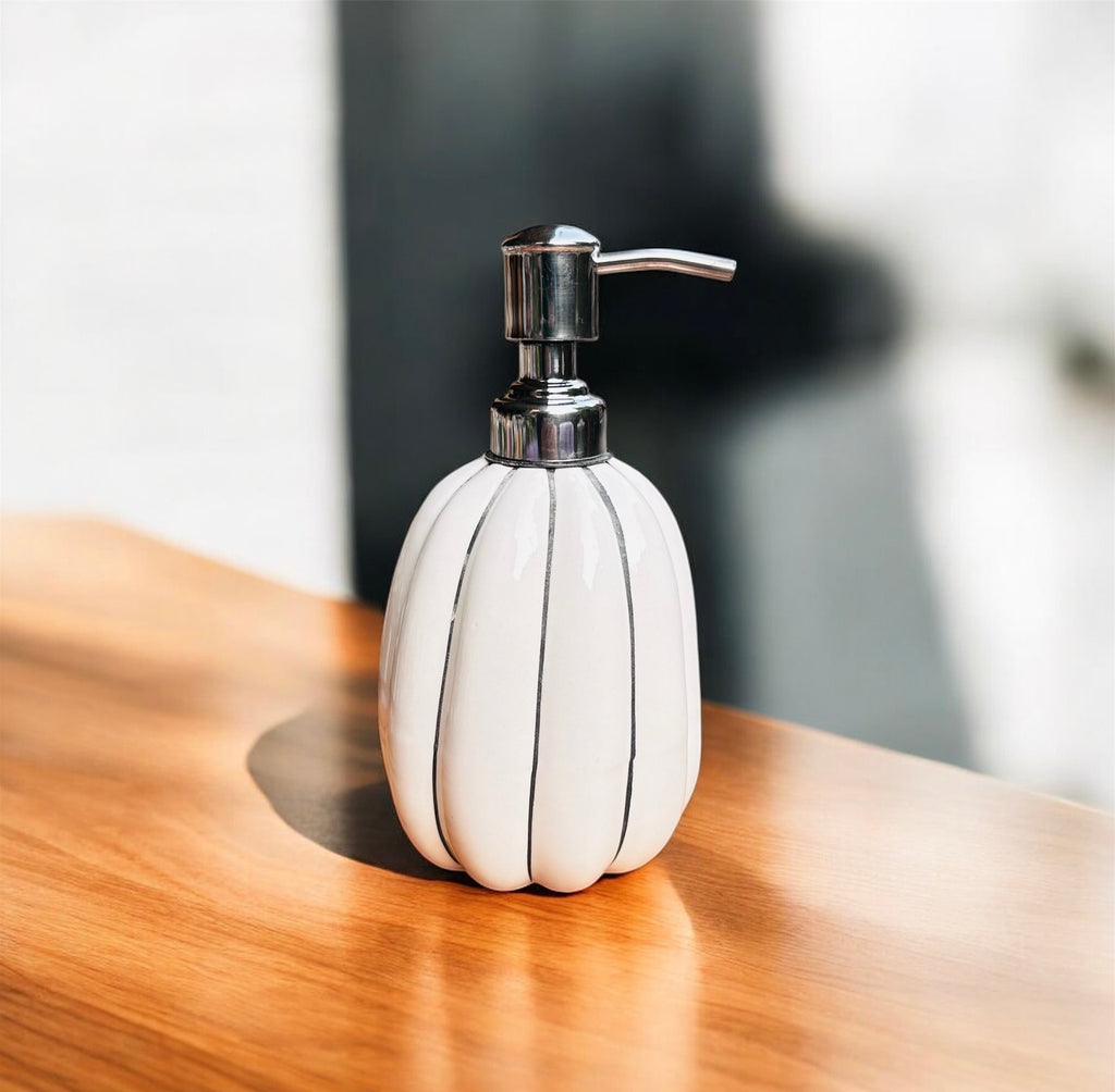 Ivory Stripe Handcrafted Ceramic Handwash Dispenser