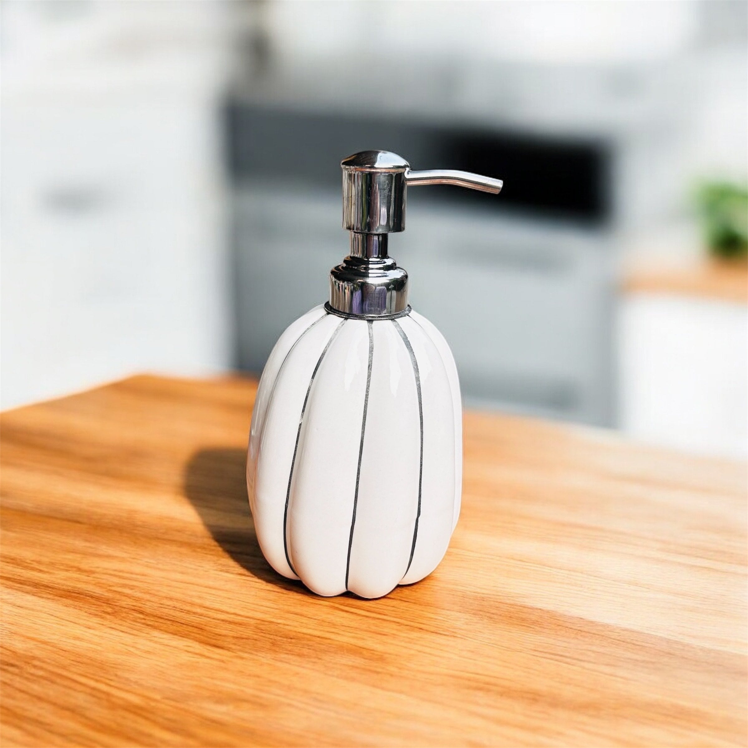 Ivory Stripe Handcrafted Ceramic Handwash Dispenser