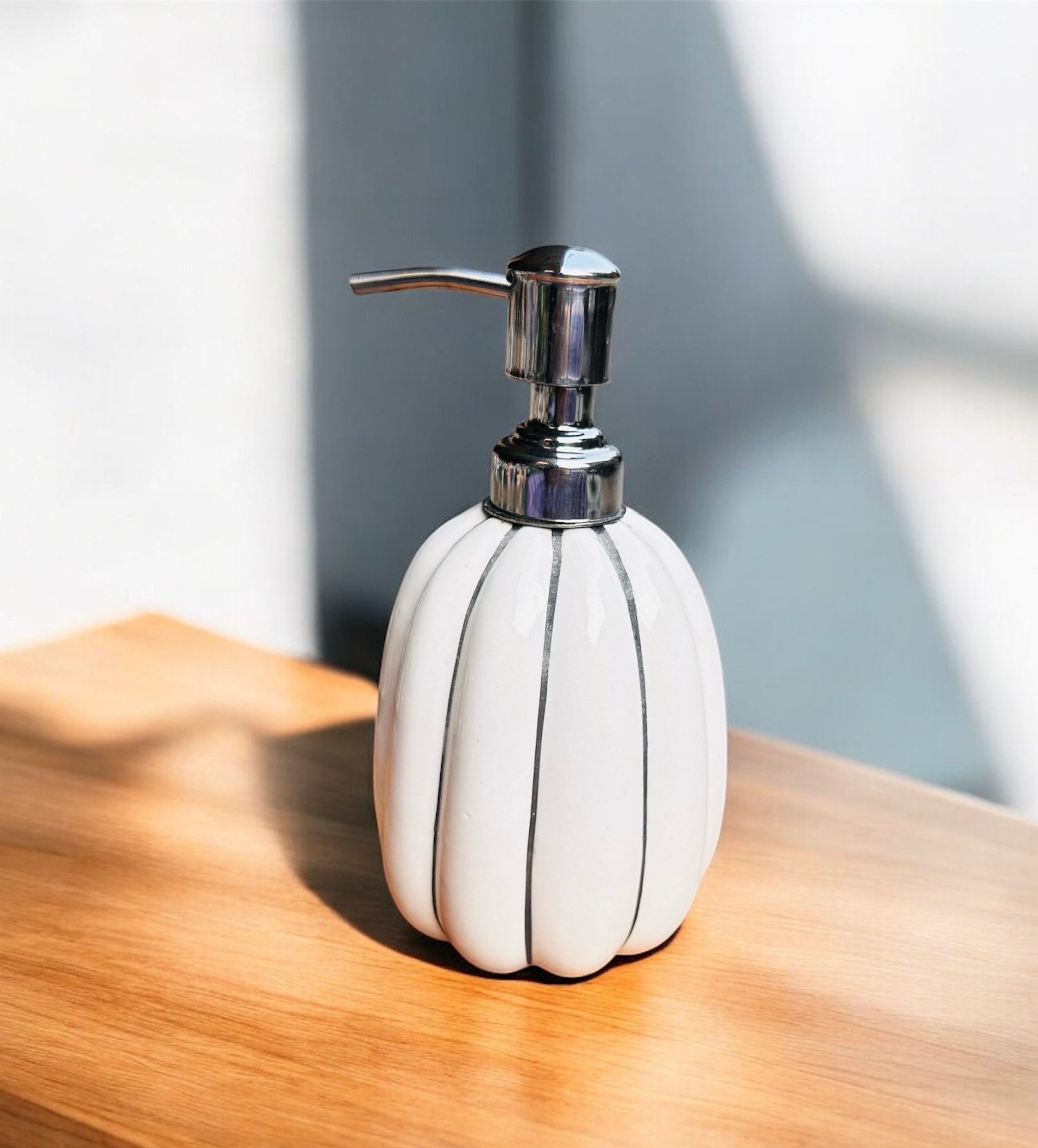 Ivory Stripe Handcrafted Ceramic Handwash Dispenser
