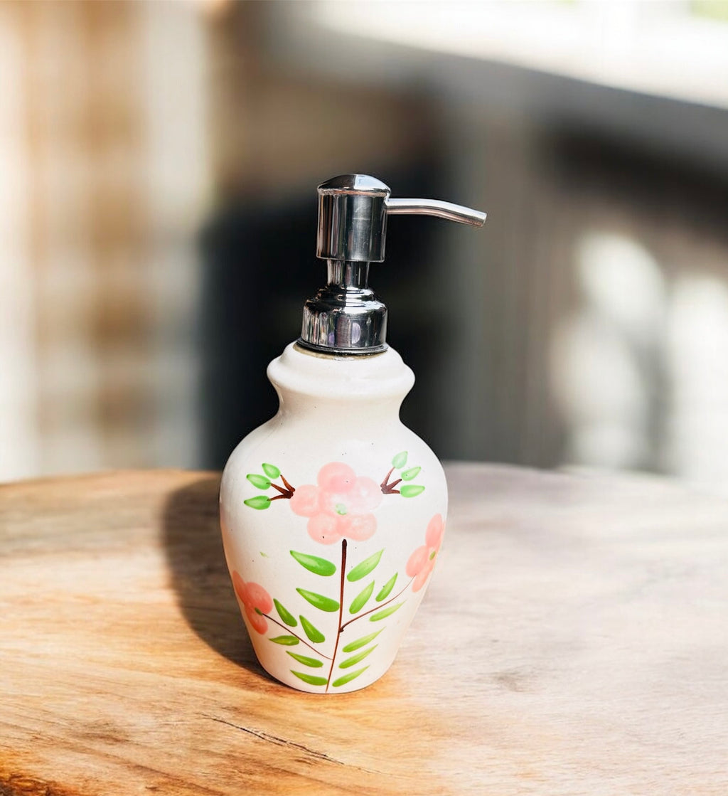 Pink Blossom Handcrafted Ceramic Bathroom Set (Set of 3)