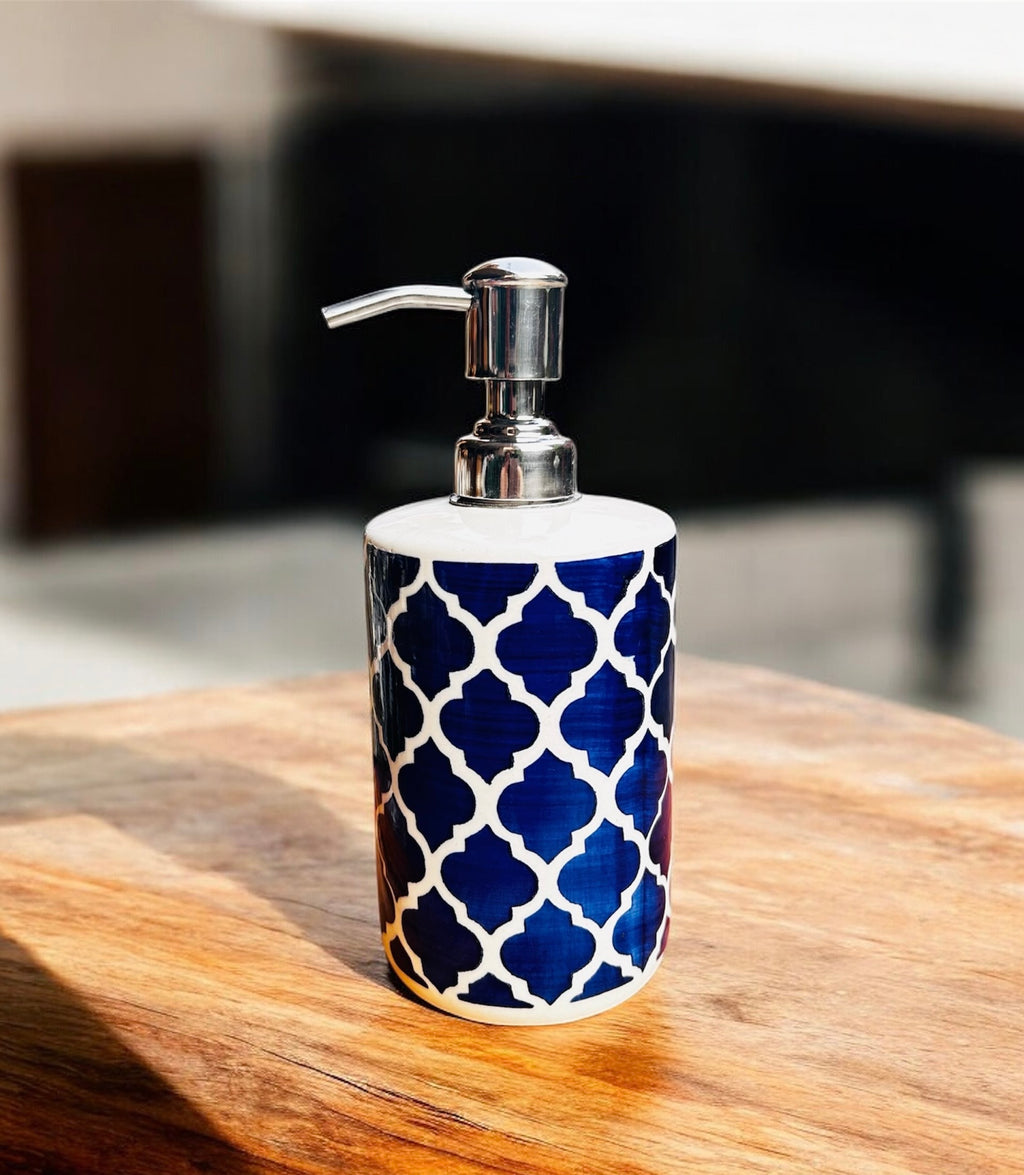 Moroccan Blue Luxe Ceramic Bathroom Set (Set of 3)