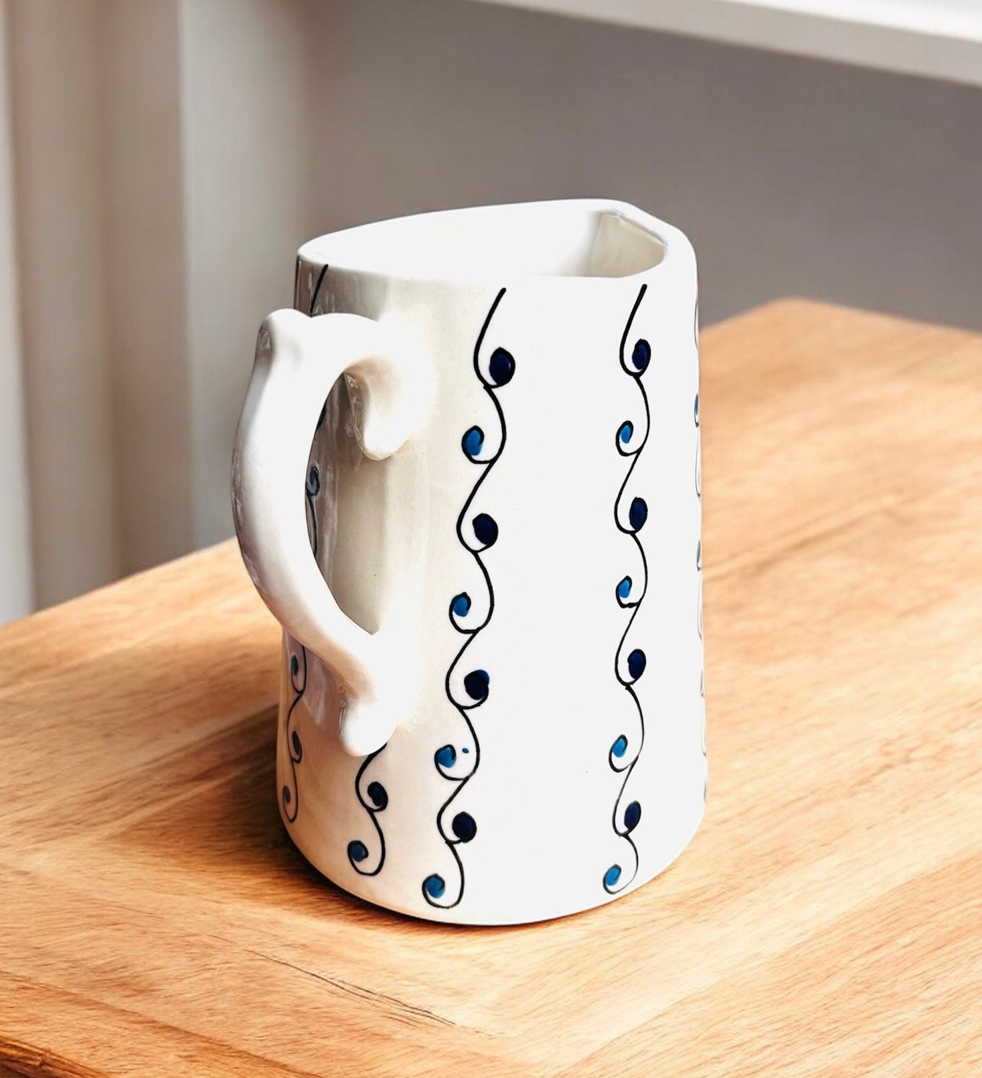 Indigo Swirl Handcrafted Ceramic Jug