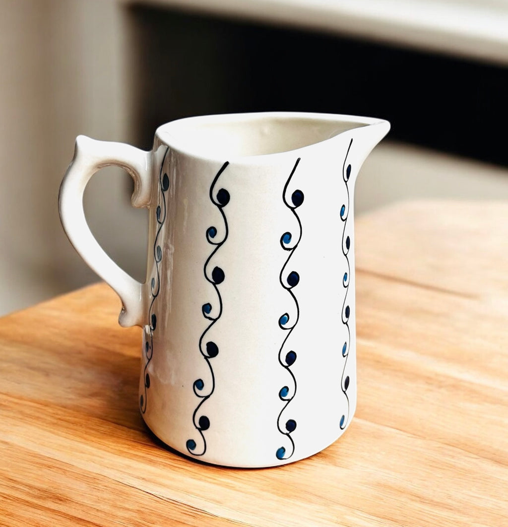 Indigo Swirl Handcrafted Ceramic Jug