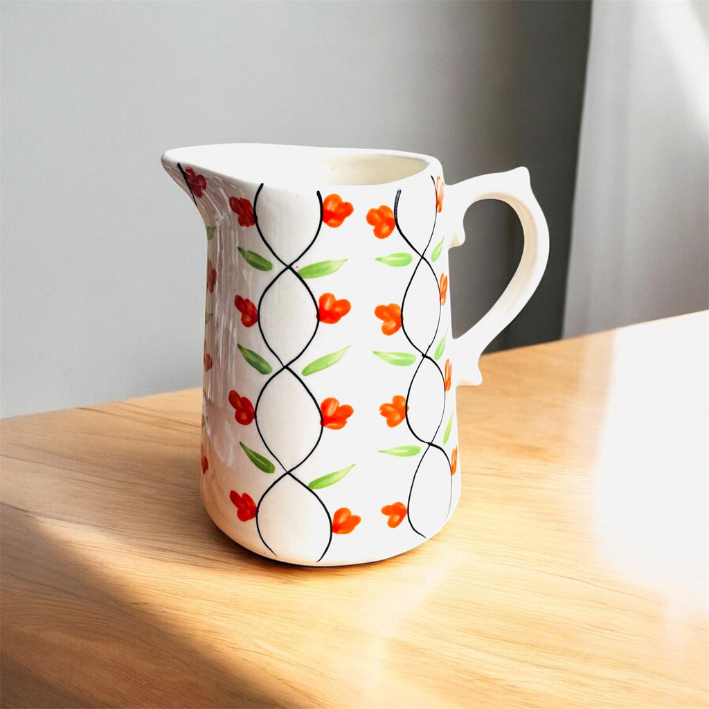 BloomTrail Hand-Painted Ceramic Water/ Milk Jug