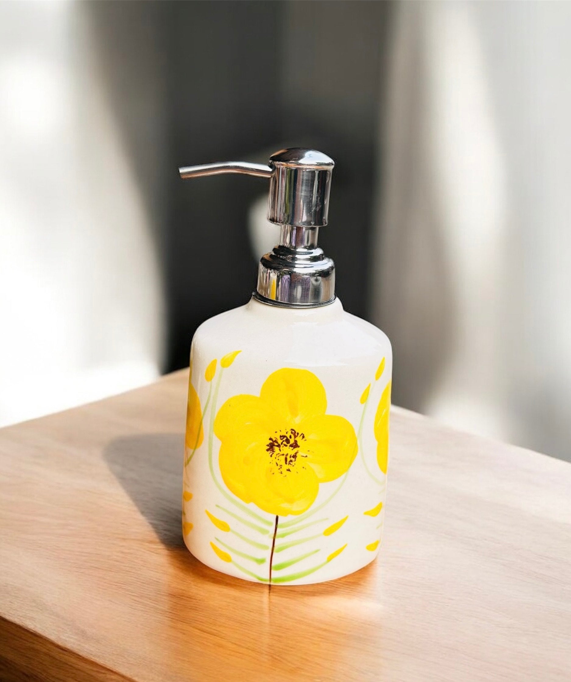 Yellow Bloom Handcrafted Ceramic Bathroom Set (3-Piece)