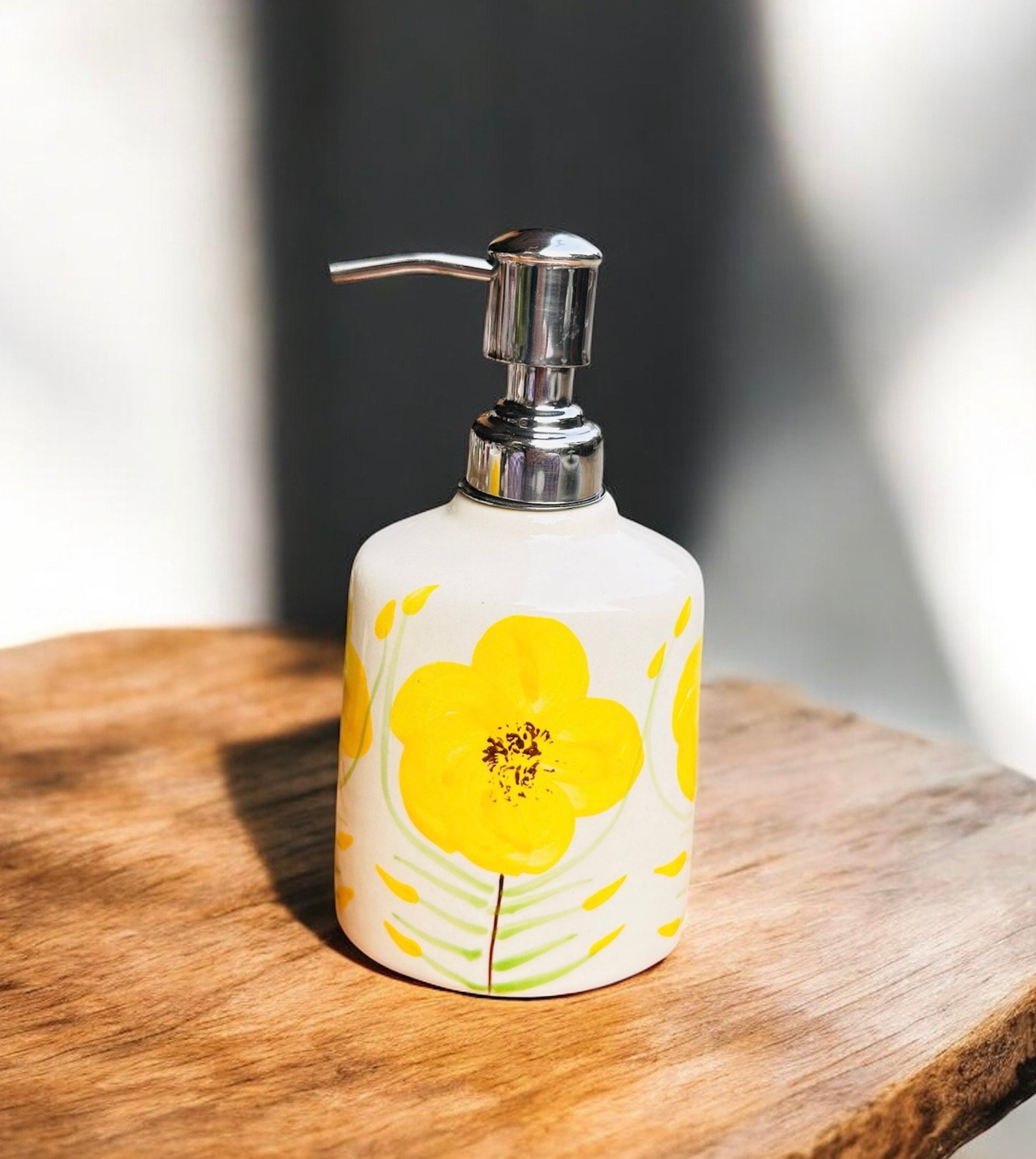 Yellow Bloom Handcrafted Ceramic Bathroom Set (3-Piece)