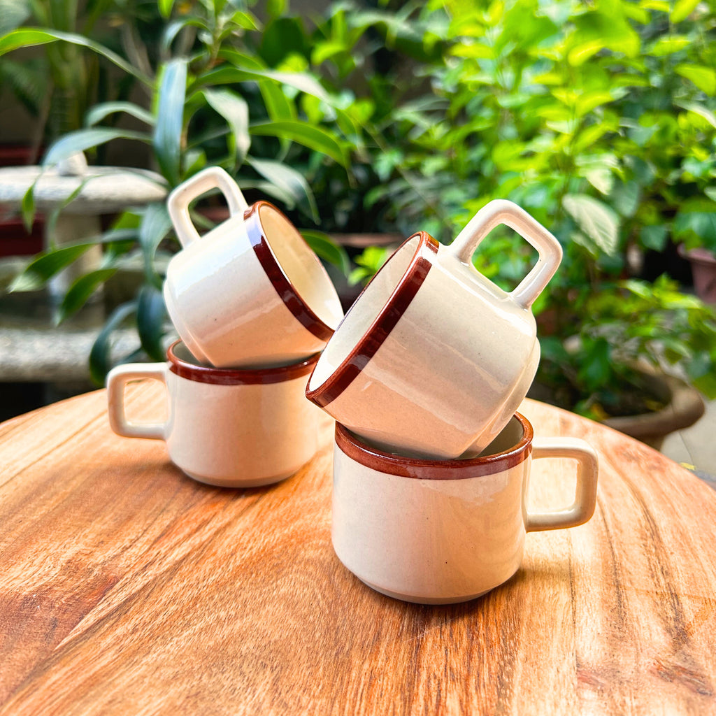 Rustic Brown Rim Coffee Espresso Shot Mugs