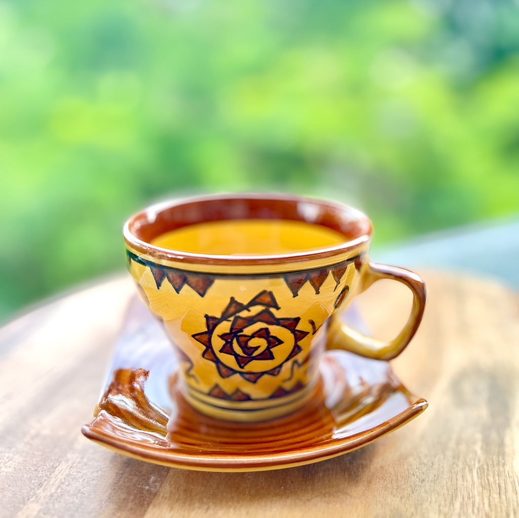 Warli Art Ceramic Tea/Coffee Cup Saucer Set