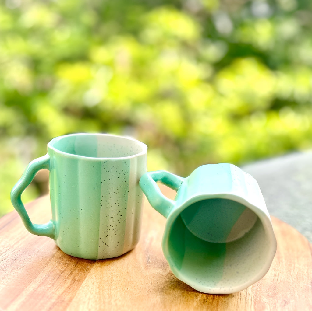 Modern Mint Ombre Pastel Coffee Mugs with unique handle (1Pc.)