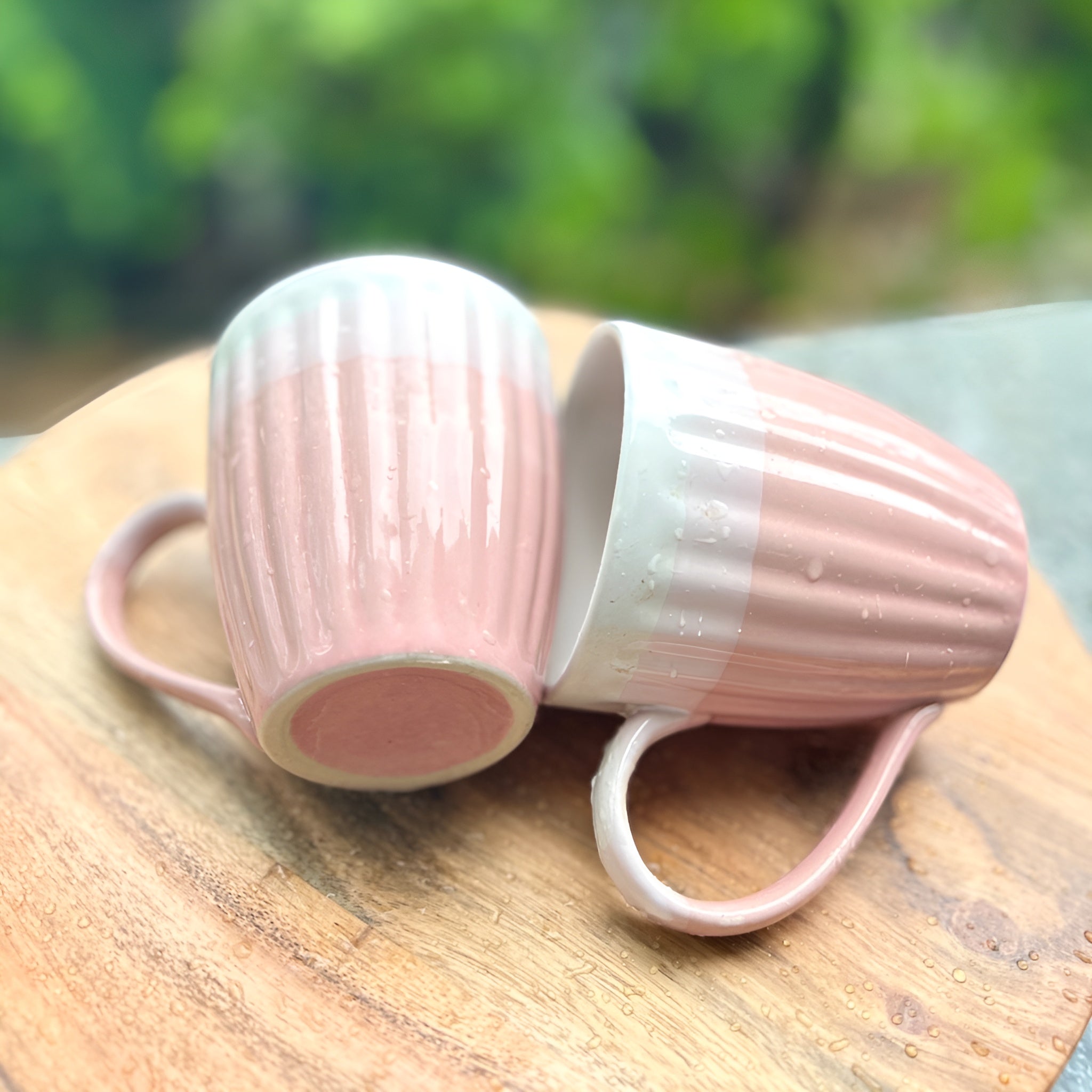 Blush Bloom Dual Tone Ceramic Mug- Set of 2