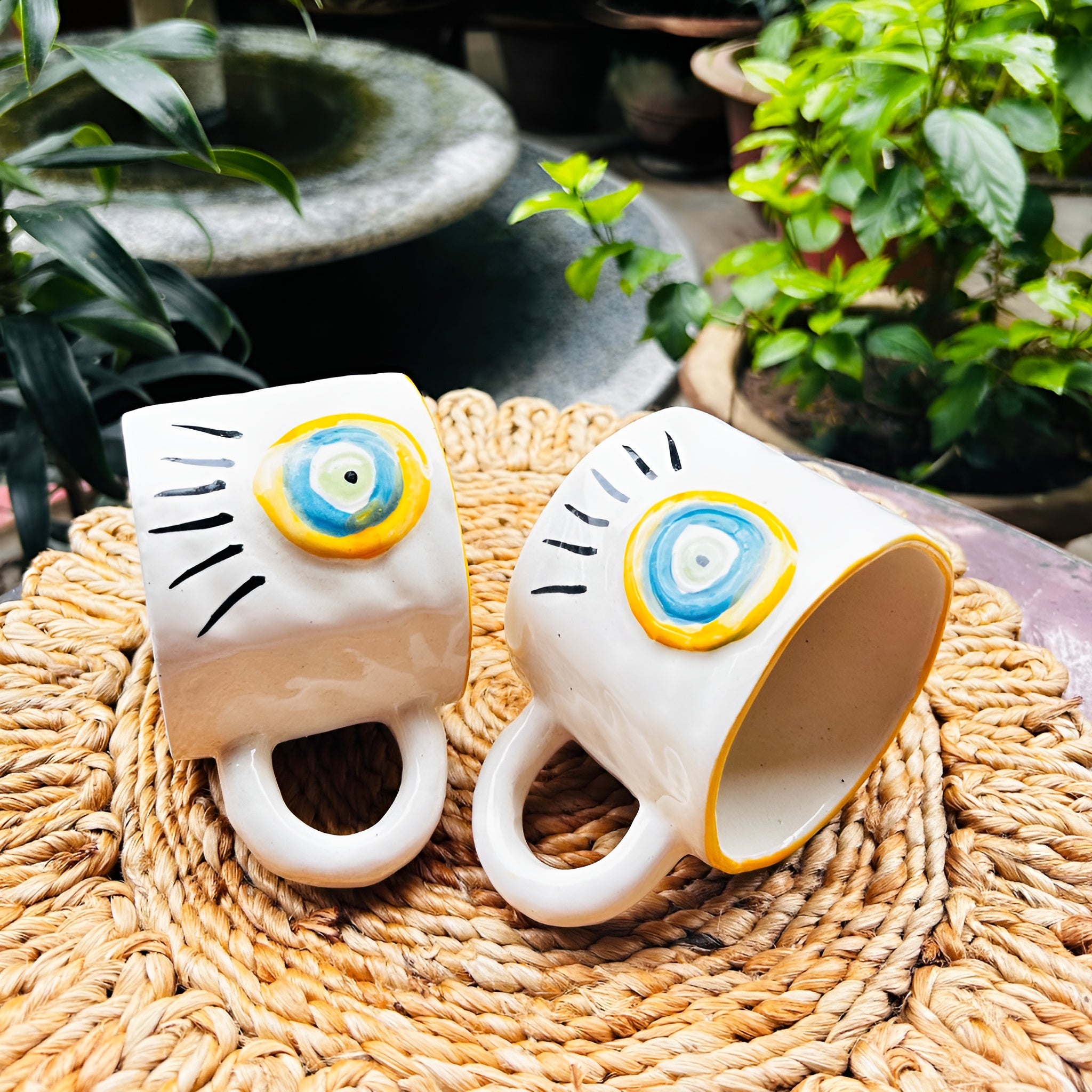 Nazar Charm Handcrafted Ceramic Tea/Coffee Mug Set