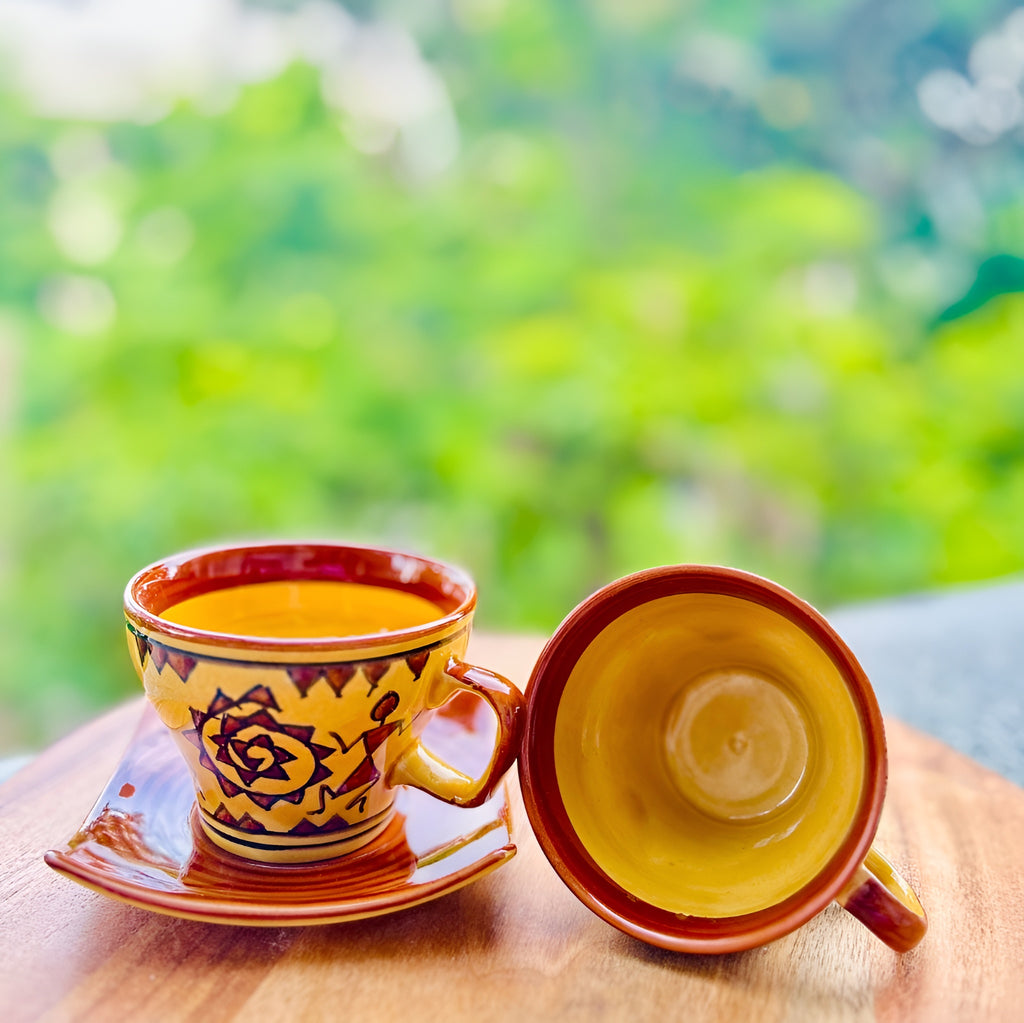 Warli Art Ceramic Tea/Coffee Cup Saucer Set